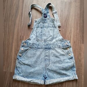 Gap Overall Shorts Womens Small Denim Shortalls Cuffed Boho Pockets